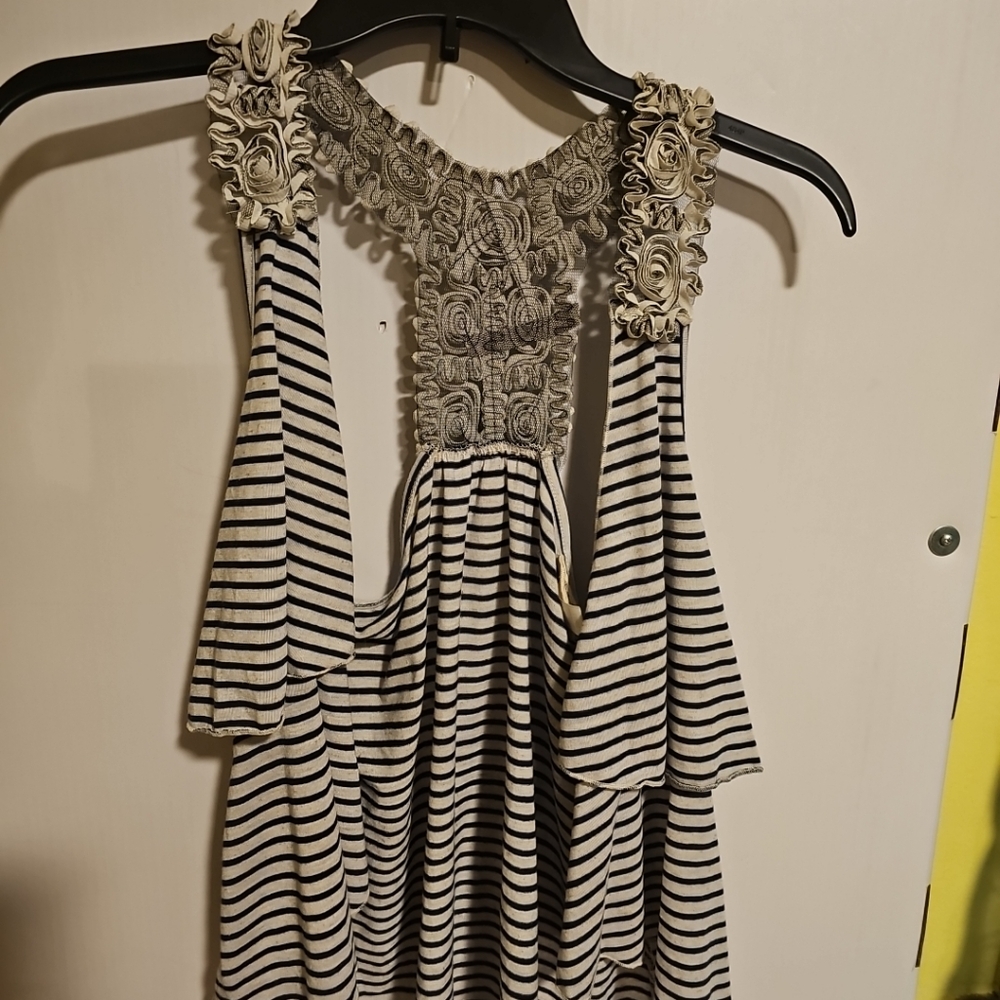 Juniors Large Belle Du Jour Sleeveless Cardigan Vest Stripe Floral Straps